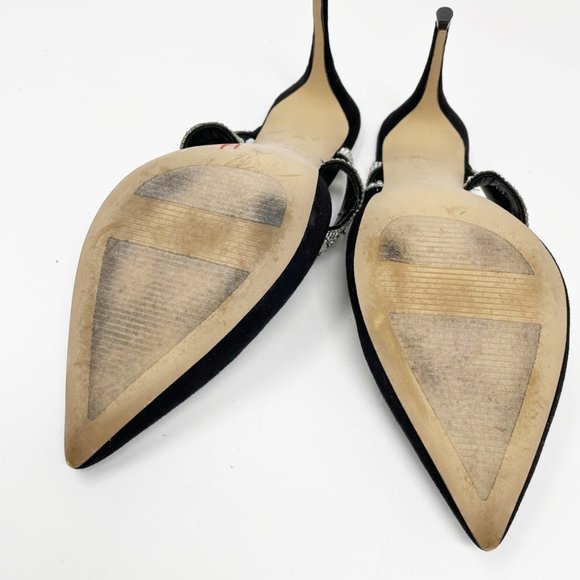 Aldo Womens Black Suede Leather Rhinestone Straps Slide Heels Size 8 "Noawia" - Picture 9 of 11